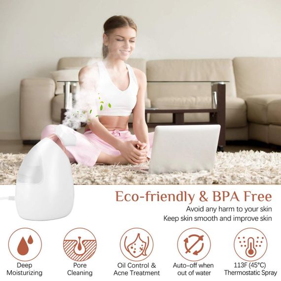 Паровой очиститель для лица Aiemok, глубокая очистка кожи, нано-ионный увлажнитель, паровая сауна для лица | Зображення 6