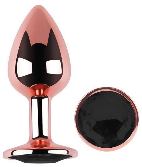 Анальная пробка с кристаллом EGZO - Rose Gold Round Plug Black size S sexstyle | Зображення 1