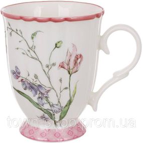 Кружка фарфоровая "Wisteria Garden" 380мл, чайная чашка, розовая BD-498-333