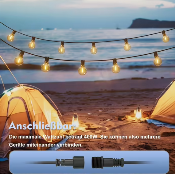 Світлодіодна гірлянда Yuusei Guinguette — 45,7 м, 75 ламп G40 + 2 запасні, водонепроникна, для вулиці та дому | Зображення 3