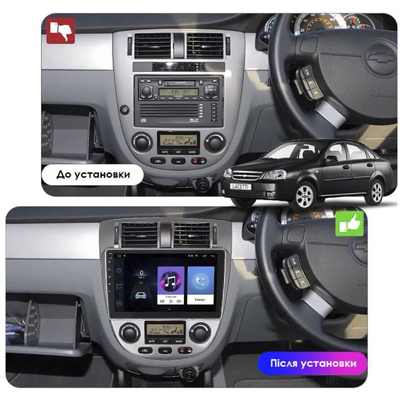 Штатная магнитола Lesko для Chevrolet Lacetti  2004-2013 IPS 10" 2/32Gb CarPlay 4G Wi-Fi GPS Prime Лачетти | Зображення 2