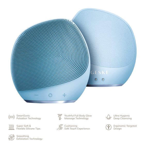 Ультразвукова щітка для тіла та інтенсивний пілінг GESKE Sonic Body Brush&Intensive Exfoliator 7в1 starlight, Блакитний | Зображення 1