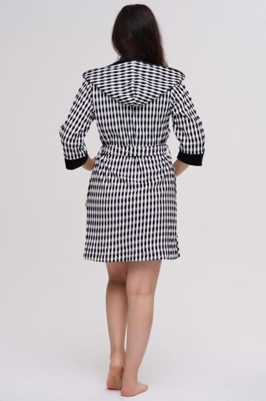 Жіночий велюровий халат Nusa 0529 з капюшоном короткий, чорний S | Зображення 2