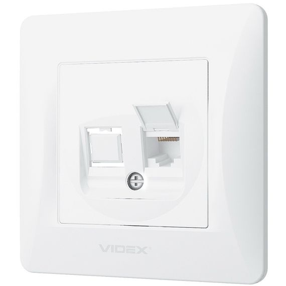 Одинарна комп'ютерна розетка CAT6 VIDEX BINERA VF-BNSK1PC6-W біла