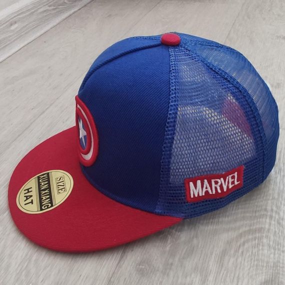 Кепка дитяча снепбек (Snapback) Капітан Америка з сіточкой Чорний 50-54р (2222) | Зображення 4