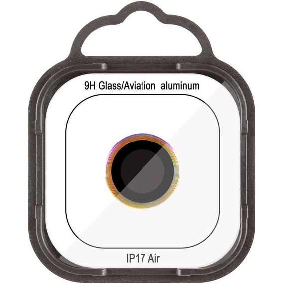 Захисне скло Metal Classic на камеру (у упак.) для Apple iPhone 17 Air (6.6") Чорний / Black Бузковий / Rainbow | Зображення 1