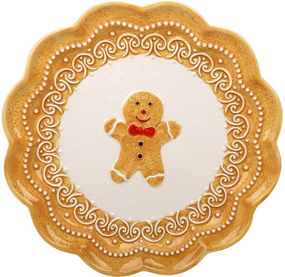 Набір 2 керамічні тарілки "Пряничний Чоловічок" Ø27.5см