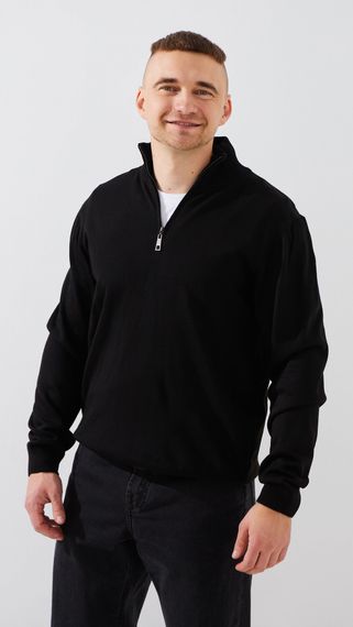 Джемпер однотонний чоловічий GENUA G01205-0001 2XL Чорний shop (2000999472169)