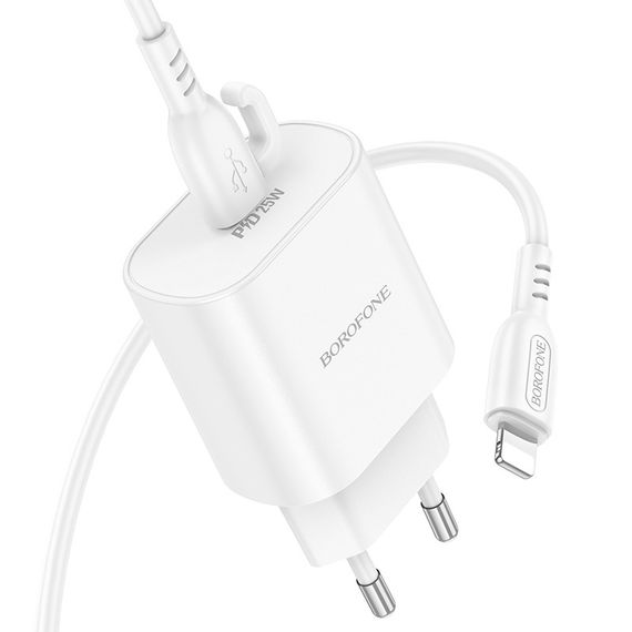 Сетевое Зарядное Устройство Borofone BA82A 1USB-C PD/QC 25W+Type-C to Lightning | Зображення 3