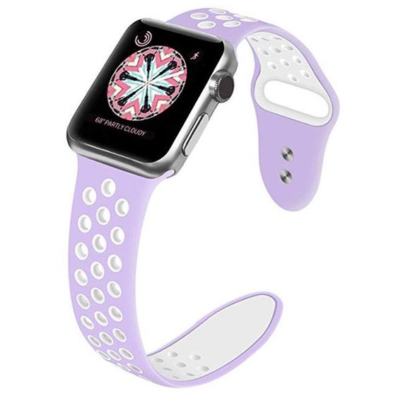 Спортивный ремешок с перфорацией Primo для Apple Watch 38mm / 40mm / 41mm - Purple&White | Зображення 1