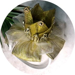 Корона з атласної стрічки на обручі Золотий (852762)