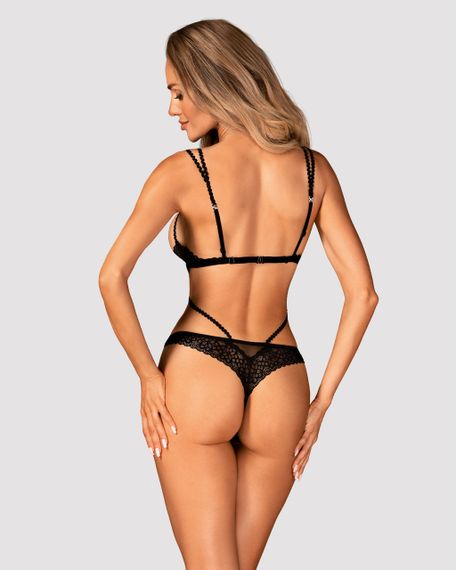 Боди Obsessive Liferia с открытой грудью, черное, S/M Sex Aura | Зображення 1
