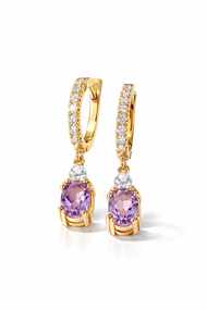 Серьги из желтого золота с аметистами S-0378