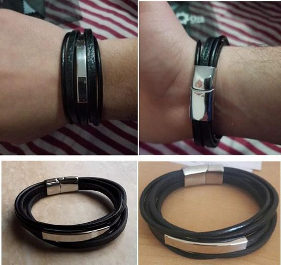 Мужской кожаный браслет Primo Jewelry Punk с магнитной застежкой - Silver | Зображення 4