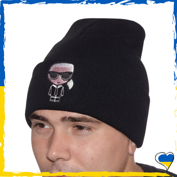 Шапка с надписью, принтом Karl Lagerfeld. Шапка KL. Шапка мужская, женская, молодежная