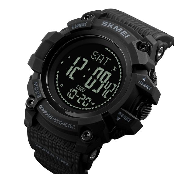 Чоловічий годинник Skmei 1356BK Black + Compass | Зображення 1
