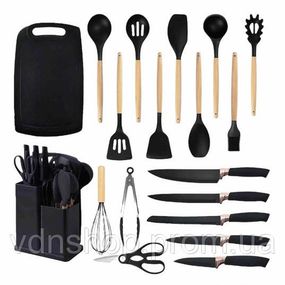 Набор кухонных принадлежностей на подставке Rainberg RB-2289 Black KM-24