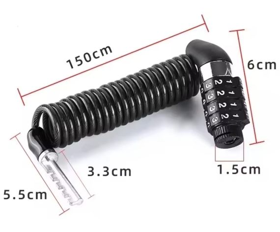 Велосипедний кодовий замок Primo Lock-02 зі сталевим протиугінним тросом 1,5 м - Black | Зображення 6