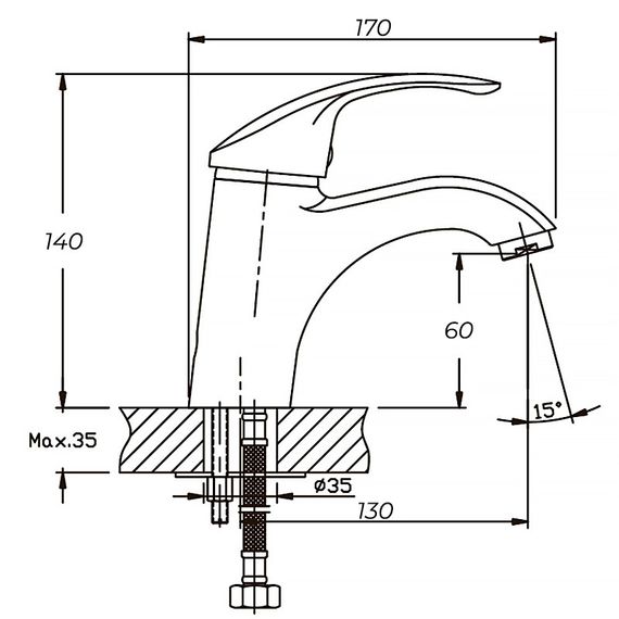 Змішувач для умивальника Haiba Fabio 001 (HB0104) | Зображення 1