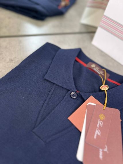 Трикотажне поло Loro Piana темно-синього кольору  f704 | Зображення 7