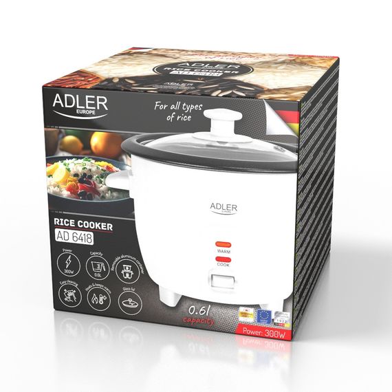Рисоварка Adler AD 6418 електрична 0,6 л з антипригарною чашею та підігрівом | Зображення 9