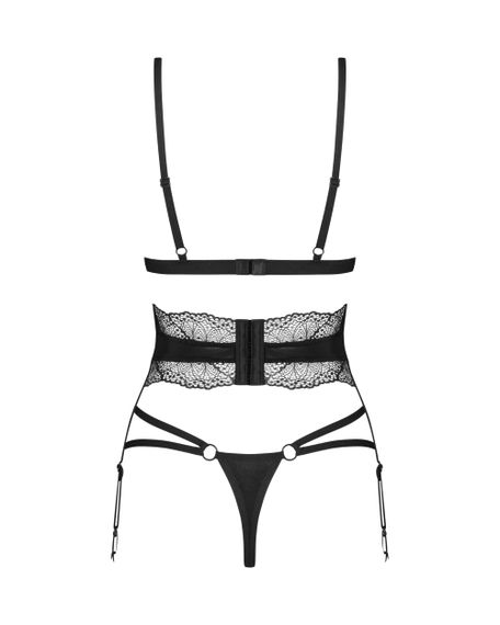 Комплект с поясом для чулок Obsessive Lobellis set Черный XL/2XL | Зображення 4
