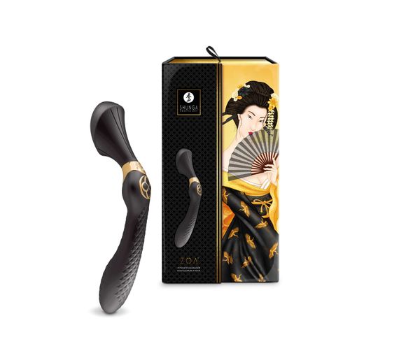 Вібромасажер Shunga Zoa Black, двосторонній | Зображення 8