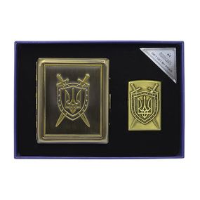 Подарунковий Набір Футляр І Запальничка Газова "Тризуб На Щиті"