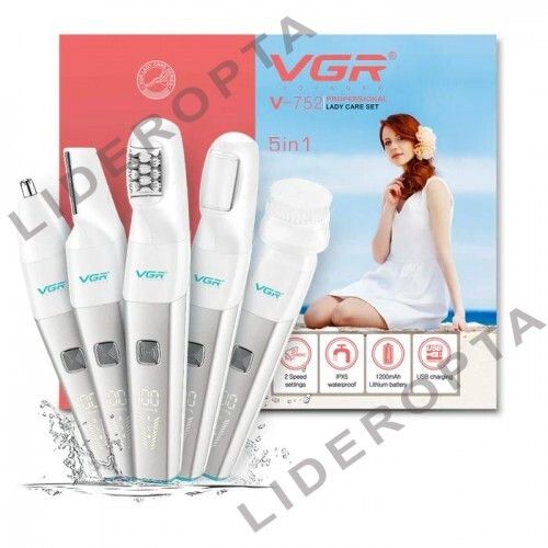 Епілятор VGR 5 в 1 V-752 GREEN, 5 насадок, водонепроникний IPX5 (45701-V-752 GREEN_775) | Зображення 1