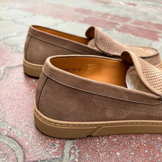 Бежеві чоловічі мокасини з перфорацією 40 41 42 44 розмір | Зображення 4