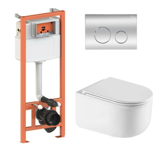 Набір Qtap Nest 4 в 1 підвісний унітаз Taurus Ultra Quiet 490x360x380 + комплект інсталяції QT2433084EUQW46152