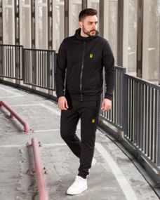 Мужской спортивный костюм двойка с Тризубом BD0062 размер S, цвет черный