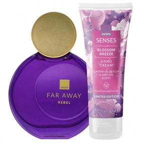 Жіночий подарунковий набір Avon: Far Away Rebel 50 мл + крем для рук «Квітковий бриз» 75 мл