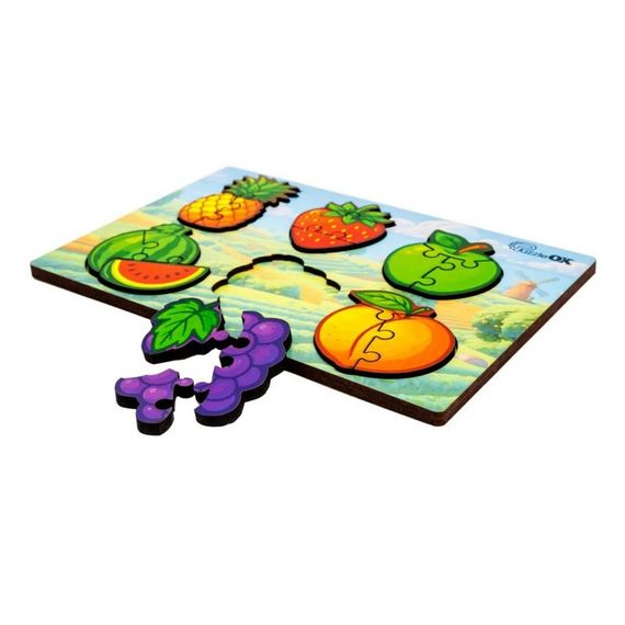 Дерев'яний пазл-вкладиш "Розумний світ: Веселі фрукти" Puz-88749 А5, 18 елементів | Зображення 2