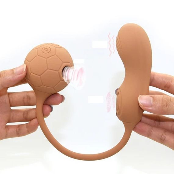 Подвійний вібратор у вигляді м'яча з вакуумом та для точки G, Sweet Em 0036F, коричневий sexstyle | Зображення 2