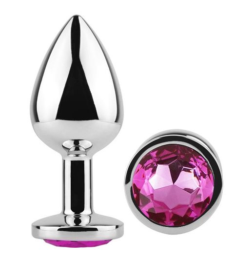 Анальна пробка з кристалом EGZO - Silver Round Plug Rose size S sexstyle | Зображення 1