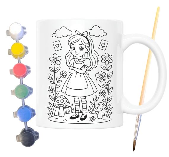 Набор для творчества кружка раскраска по мотивам Алиса в Стране чудес (Льюис Кэрролл) 330 мл белая (КР0170)