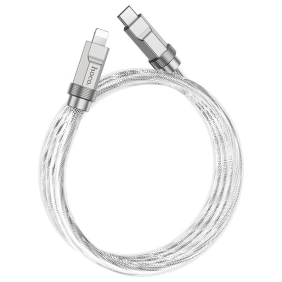 Кабель HOCO U113 Solid PD silicone charging data cable iP Silver | Зображення 1
