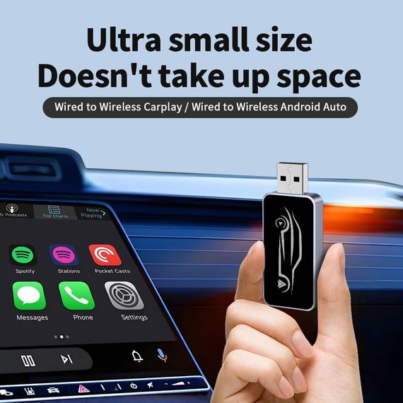 Бездротовий адаптер CarPlay Android Auto 2в1 для iPhone iOS 10+ Android 11+ з USB Type-C універсальний, карплей бездротовий | Зображення 5