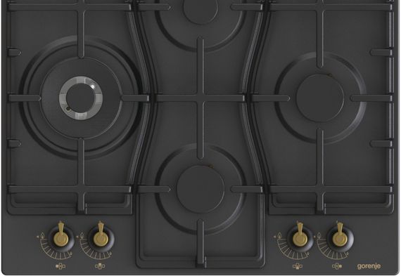 Варильна поверхня Gorenje GW6D42CLB/газова/газконтроль/ електрозапалювання/чавунна решітка/конфорка Wok/чорна (GW6D42CLB) | Зображення 3
