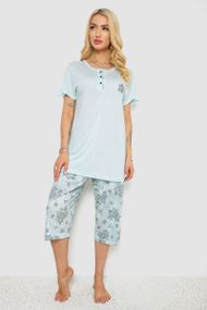 Пижама женская с принтом  -уценка, цвет мятный, 243R6788-U-12