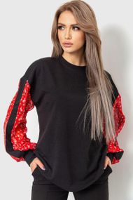 Кофта женская нарядная с шифоновыми рукавами  цвет черно-красный 102R317