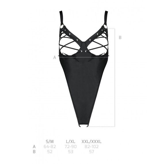 Боді з екошкіри Passion Celine Body 4XL/5XL black, з доступом, відкритий, L/XL | Зображення 6