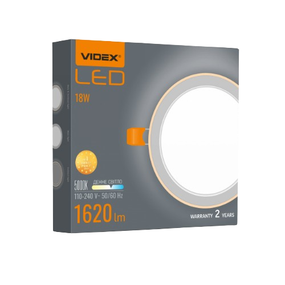 LED Світильник врізний 18W+6W 5000+2700К з декоративною підсвіткою VL-DL4R-1852 Videx