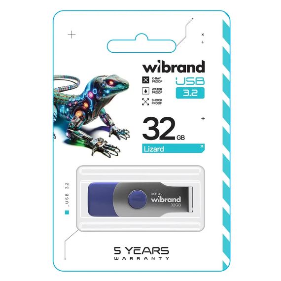 USB флеш накопичувач Wibrand 32GB Lizard Light Blue USB 3.2 Gen 1 (USB 3.0) (WI3.2/LI32P9LU) | Зображення 2