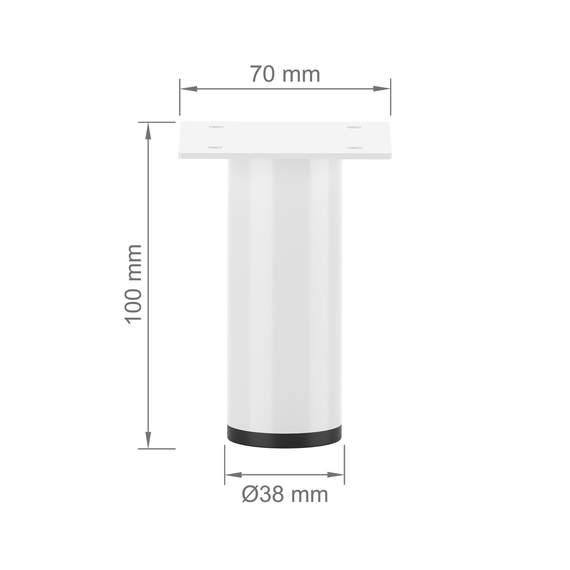 Ніжка з металу H=100 mm Білий | Зображення 2