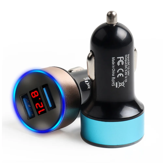 Автомобильная быстрая USB зарядка QC 3.0 от прикуривателя с вольтметром. 3,1 А, 12- 24 В | Зображення 3