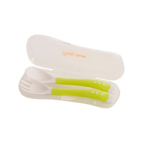 Дитячий набір для годування 6105_зелений (виделочка та ложечка) в футлярі