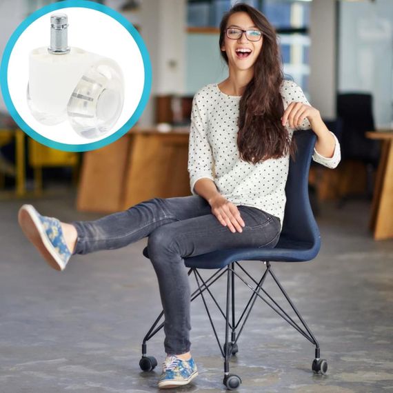 Колеса для офисного кресла набор 5 шт, колесики для стульев, мебельные универсальные полиуретановые ролики | Зображення 7