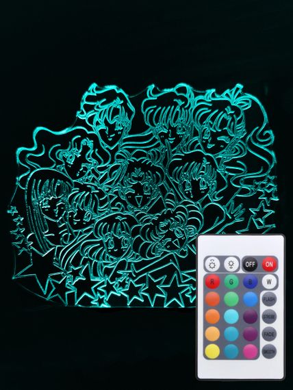 Акриловий світильник-нічник з пультом 16 кольорів Зірки Сейлор Мун tty-n000896